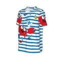 thumbnail image 1 of Daiia Red Funny Crab on Blue Stripe Mens Baseball Jersey Button Down Shirts Short Sleeve Sports Uniforms-XX-Large, 1 of 9