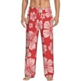 thumbnail image 1 of Daiia Red Hibiscus Flower Men's Sleep Pant with Pockets and Drawstring,Pajama Pants-Small, 1 of 9