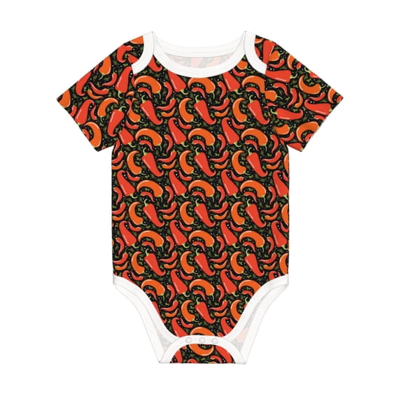 Daiia Red Hot Chili Printed Unisex-Baby Short Sleeve Onesies Bodysuits Baby Climbing Clothes Soft and Comfortable Romper with Expandable Shoulder Design-18 Months