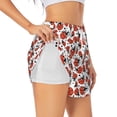 thumbnail image 1 of Daiia Red Ladybugs Pattern Women's 2 in 1 Running Shorts - Lightweight Athletic Workout Gym Yoga Shorts Liner with Phone Pockets-Small, 1 of 7