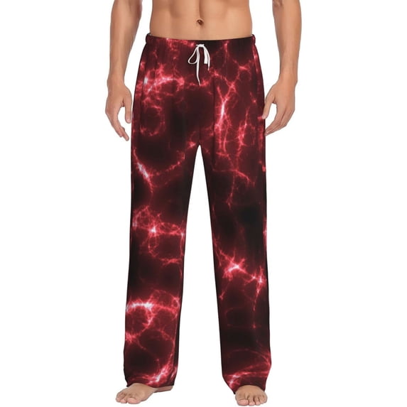 Daiia Red Line Men's Sleep Pant with Pockets and Drawstring,Pajama Pants-Large