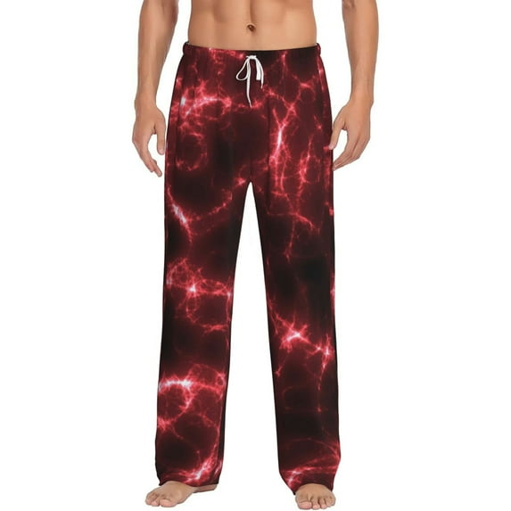 Daiia Red Line Men's Sleep Pant with Pockets and Drawstring,Pajama Pants-XX-Large