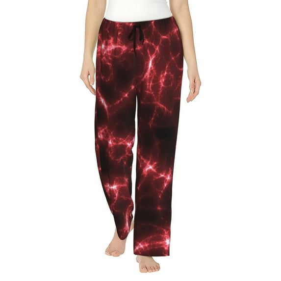 Daiia Red Line Women's Sleep Pant with Pockets and Drawstring,Pajama Pants-Large