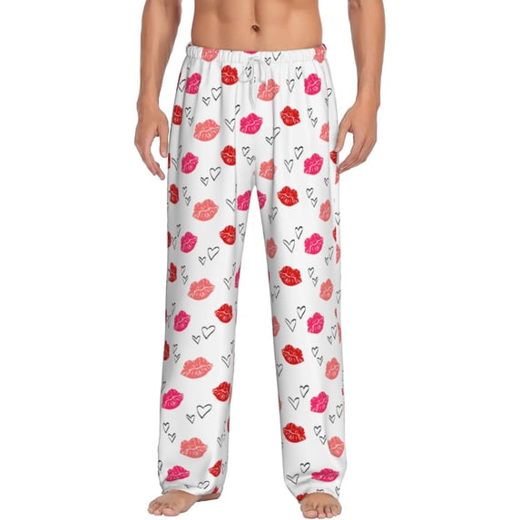 Daiia Red Lips 1 Men's Sleep Pant with Pockets and Drawstring,Pajama Pants-Small