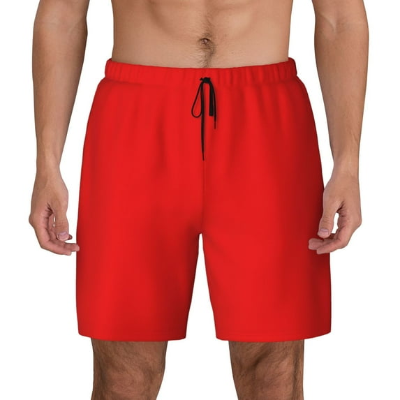 Daiia Red Mens Swim Trunks Swim Shorts Quick Dry Swim Shorts with Mesh Lining Pockets-XX-Large