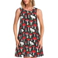 thumbnail image 1 of Daiia Red Mushrooms Print Women's Dresses 2025 Trendy Short sleeve Dresses Casual Baggy Flowy Maxi Sun Dresses, 1 of 7