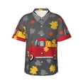 thumbnail image 1 of Daiia Red Pickup Truck With Pumpkins Hawaiian Shirt for Men Gentle Cotton Regular Short Sleeve Casual-Large, 1 of 9