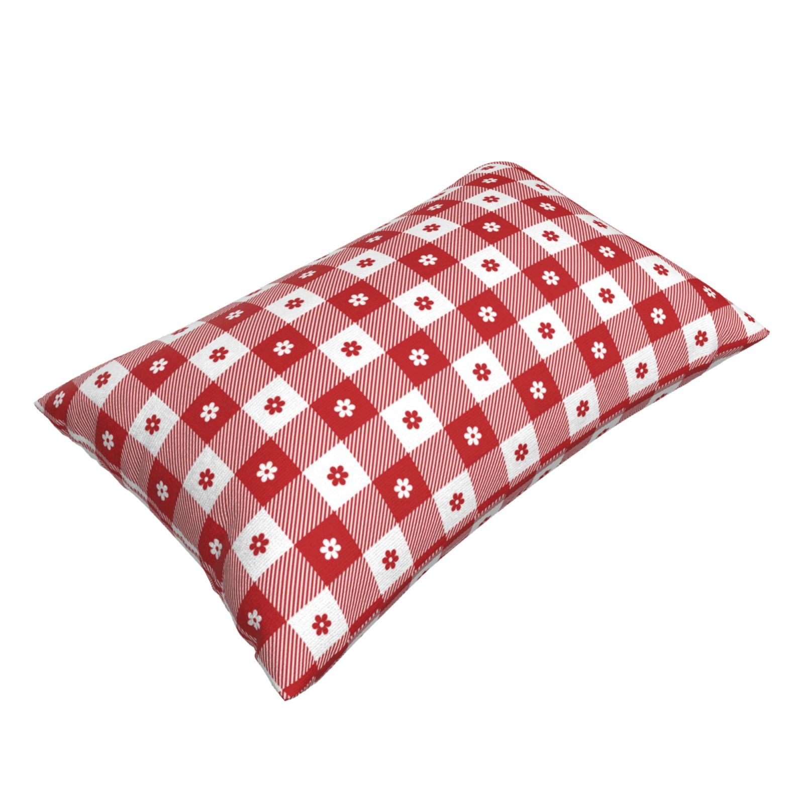 Daiia Red Plaid Daisy Bedding Waterproof Pillow Protector Zippered