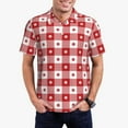 thumbnail image 1 of Daiia Red Plaid Daisy Pattern Men’s Polo Shirts,Solid Deck Shirt,Classic Fit, Breathable Cotton Polo for Casual and Sport Wear-X-Large, 1 of 9