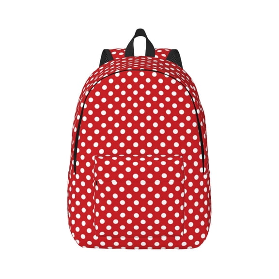 Daiia Red Polka Dot Vintage Canvas Backpack for Men and Women ,Hiking Backpack,Travel Laptop Bag for School,Large Capacity Backpack
