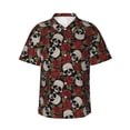 thumbnail image 1 of Daiia Red Rose Skull Hawaiian Shirt for Men Gentle Cotton Regular Short Sleeve Casual-3X-Large, 1 of 9