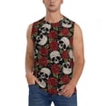 thumbnail image 1 of Daiia Red Rose Skull Printed Men's Tank Tops,Casual Soft Sleeveless Gym Muscle Shirts Bodybuilding Tee-Small, 1 of 8
