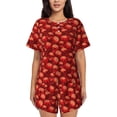 thumbnail image 1 of Daiia Red Skulls 1 Pattern Womens Pajama Sets Short Sleeve Pajamas for Women Sets Soft Lounge Sets Casual Round Neck Sleepwear PJS-X-Large, 1 of 7