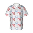 thumbnail image 1 of Daiia Red Squirrel And Blue Rabbit Hawaiian Shirt for Men Gentle Cotton Regular Short Sleeve Casual-XX-Large, 1 of 9