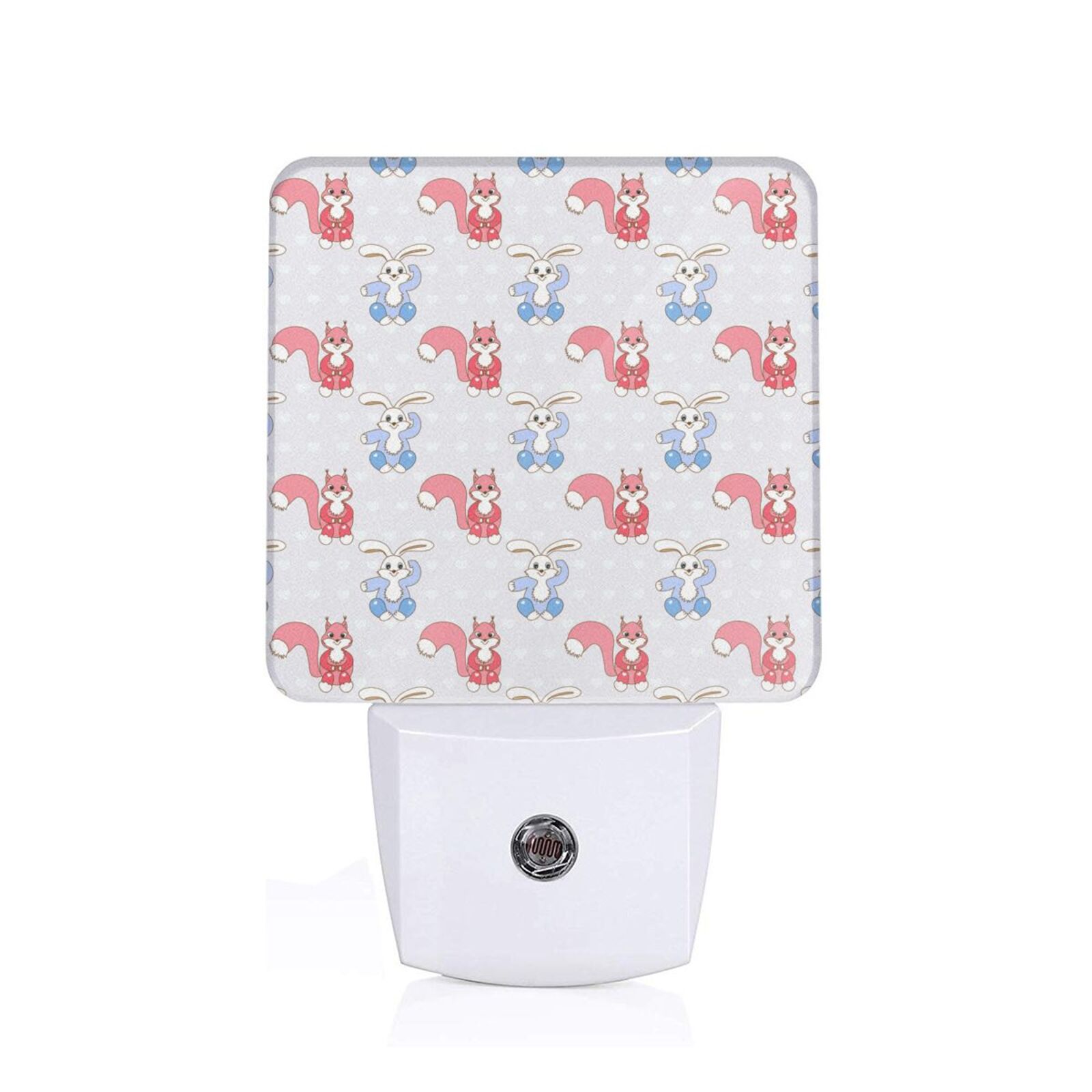 Daiia Red Squirrel And Blue Rabbit Pattern Plugin LED Backlit Night