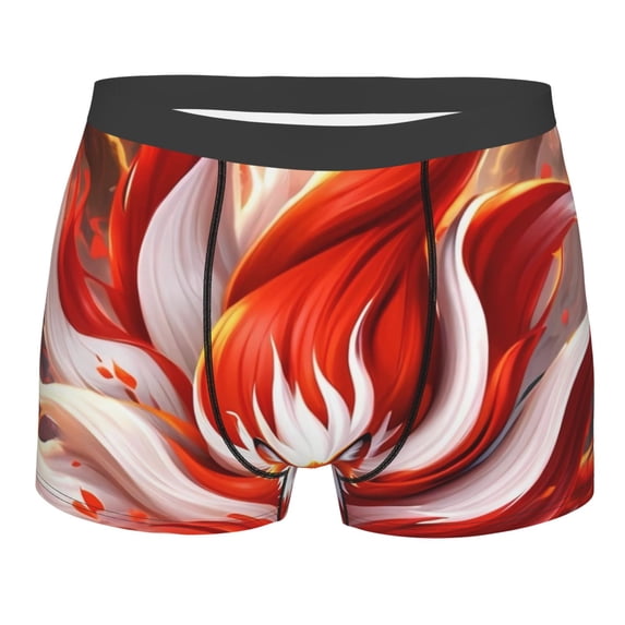 Daiia Red Sun Flame Fox Men's Underwear Boxer Briefs, Cotton Stretch Moisture-Wicking Underwear-Small