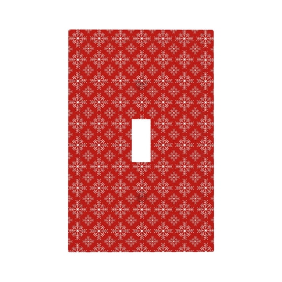 Daiia Red White Snowflakes Pattern Decorator Wall Plate Child Safe Outlet Cover, Switch and Outlet Covers,Size 1-Gang 5.0" x3.0" , Polycarbonate Thermoplastic-Style T