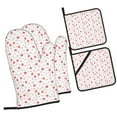 thumbnail image 1 of Daiia Red coral and scallop seashell Pattern Oven Mitts and Pot Holders 4 pcs Set,High Heat Resistant 500 Degree Extra Thicken Long Kitchen Cotton Oven Glove, 1 of 6