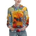 thumbnail image 1 of Daiia Refreshing Fruit Infused Drinks Pattern Women's Fashion Hoodies & Sweatshirts with Kangaroo Pocket Hooded Sweatshirt with Eye-catching Drawstrings-Large, 1 of 7
