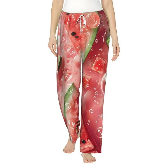 Daiia Refreshing Watermelon Slices Women's Sleep Pant with Pockets and Drawstring,Pajama Pants-Small