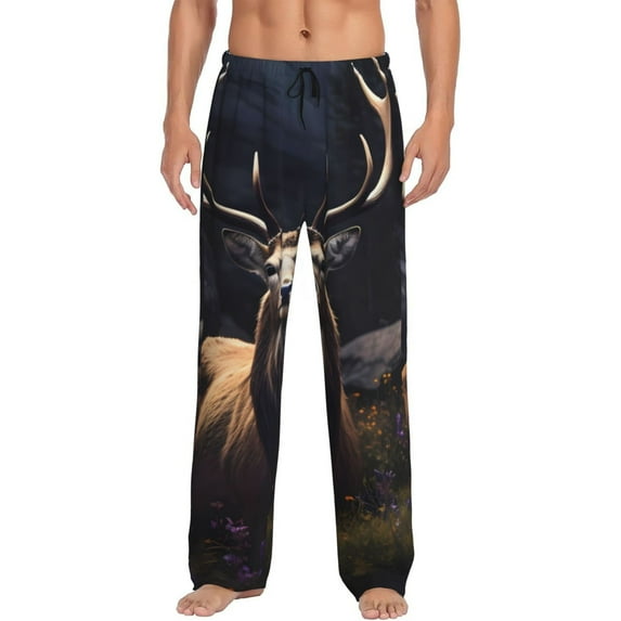 Daiia Regal Stag In Forest Men's Sleep Pant with Pockets and Drawstring,Pajama Pants-XX-Large