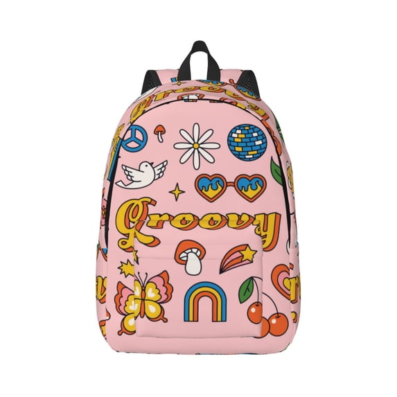 Daiia Retro 70s Hippie Vintage Canvas Backpack for Men and Women ,Hiking Backpack,Travel Laptop Bag for School,Large Capacity Backpack