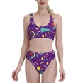 thumbnail image 1 of Daiia Retro 80s Style printed 2 piece Swimsuit Bikinis for Women High Waisted Racerback Bathing Suits Summer Tummy Control Scoop Neck Swimwear-XX-Large, 1 of 8