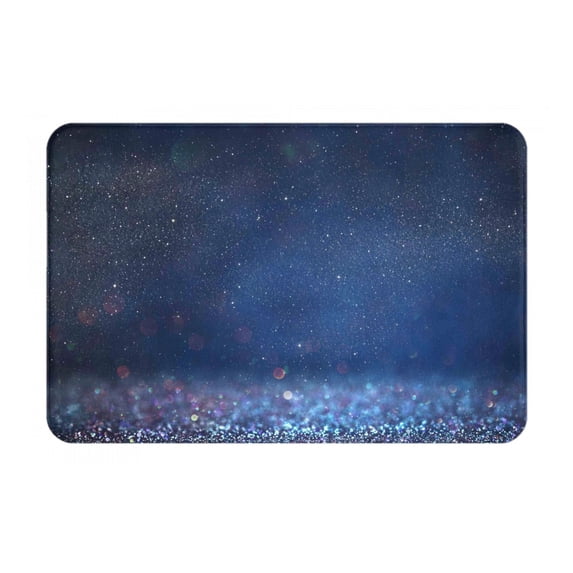 Daiia Retro Blue Glitter Front Door Mat, Heavy Duty Durable Welcome Mat for Outdoor Indoor, Dirt Trapper Waterproof Super Absorbent Door Mat, 16" x 24"