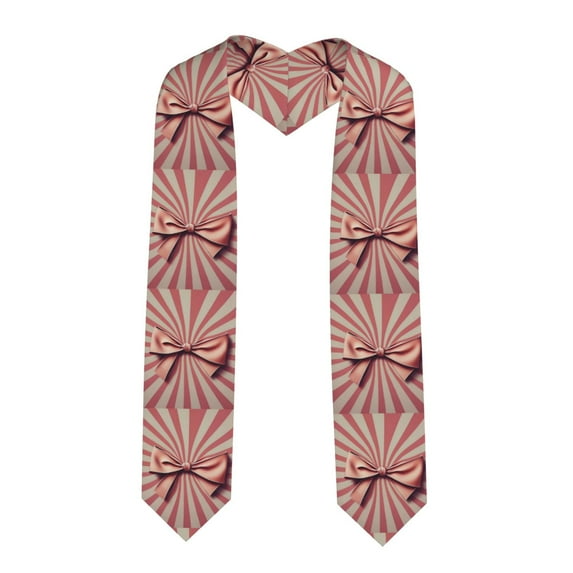 Daiia Retro Bow Pattern Graduation Shawl Stole – Satin Graduation Stole Academic Stole Non-Slip Design-Sharp Corner