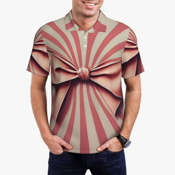 Daiia Retro Bow Pattern Men’s Polo Shirts,Solid Deck Shirt,Classic Fit, Breathable Cotton Polo for Casual and Sport Wear-4X-Large