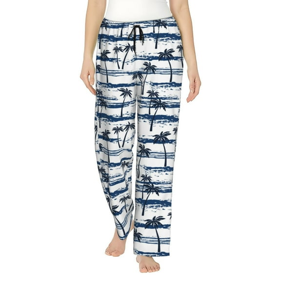 Daiia Retro Coconut Tree Women's Sleep Pant with Pockets and Drawstring,Pajama Pants-Medium