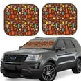 thumbnail image 1 of Daiia Retro Coffee 2PCS Car Windshield Sun Shade, Foldable Sun Shield for Car Front Window, Auto Sun Blocker Visor Protector Universal for Truck SUV Pickup-Large, 1 of 7