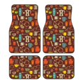 thumbnail image 1 of Daiia Retro Coffee Printed Car Floor Mats Set of 4, Durable Non Slip Auto Floor Carpet, Car Interior Carpets Proof Foot Pads Anti-Slip Cushion Automoetive Accessories, 1 of 6