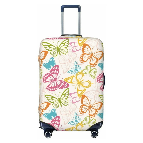 Daiia Retro Colorful Butterfly Luggage Cover, Thickened Washable Travel Luggage Covers, Elastic Unique Baggage Covers for 18-20 inch Luggage-Small