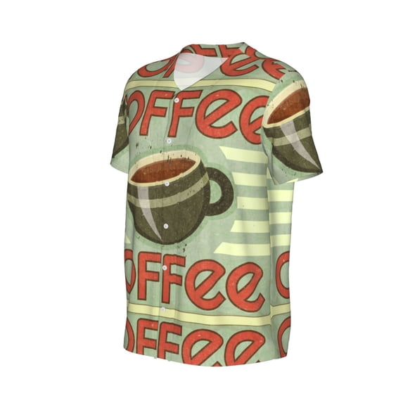 Daiia Retro Cover For Coffee Mens Baseball Jersey Button Down Shirts Short Sleeve Sports Uniforms-Medium