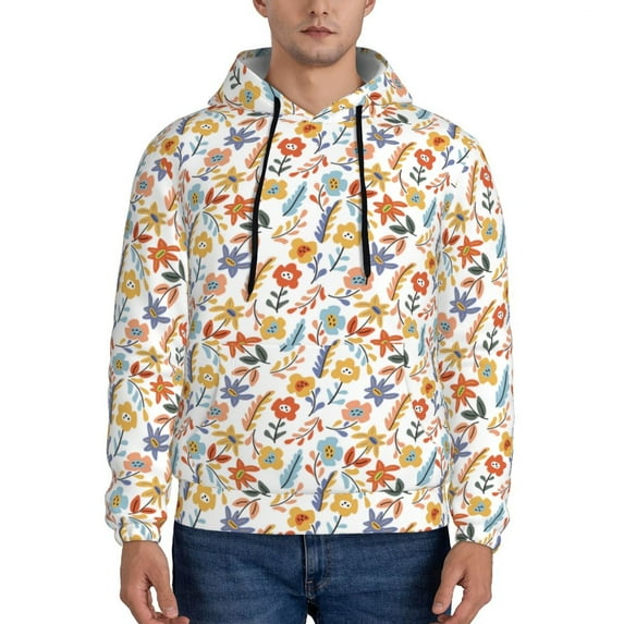 Daiia Retro Floral for Men's Fashion Hoodies & Sweatshirts with Kangaroo Pocket Hooded Sweatshirt Breathable & Moisture Wicking-XX-Large