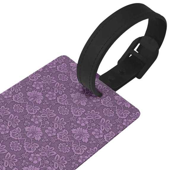 Daiia Retro Florals Purple Durable Luggage Tags with Secure Strap Travel ID Tags Suitcase ID Tags Bag Identification Tags - Easy Identification for Men and Women