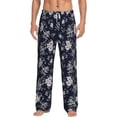 thumbnail image 1 of Daiia Retro Flower Men's Sleep Pant with Pockets and Drawstring,Pajama Pants-Small, 1 of 9