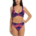 thumbnail image 1 of Daiia Retro Palms Women's Bikini Set Two Piece Swimsuit High Waisted Bikini Adjustable Straps Bikini Perfect for Beach, Pool, and Summer Vacation-X-Large, 1 of 9
