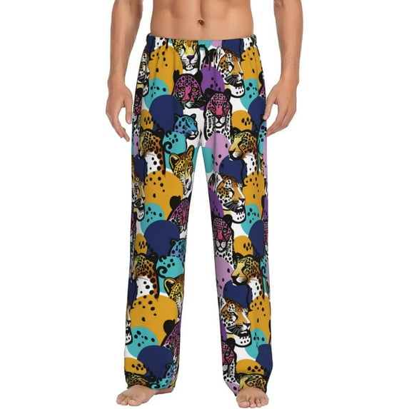 Daiia Retro Panther Men's Sleep Pant with Pockets and Drawstring,Pajama Pants-Medium