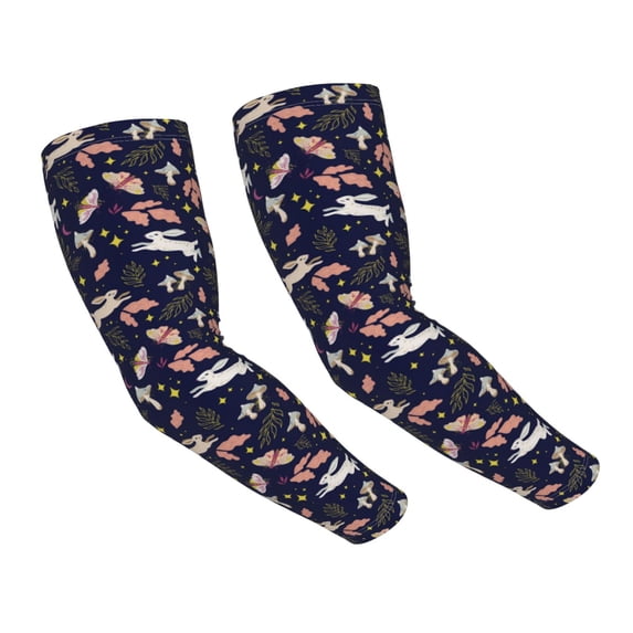 Daiia Retro Rabbit Flower UV Sun Protection Arm Sleeves - Cooling Compression Arm Sleeve - Sports & UV Arm Sleeves for Men & Women