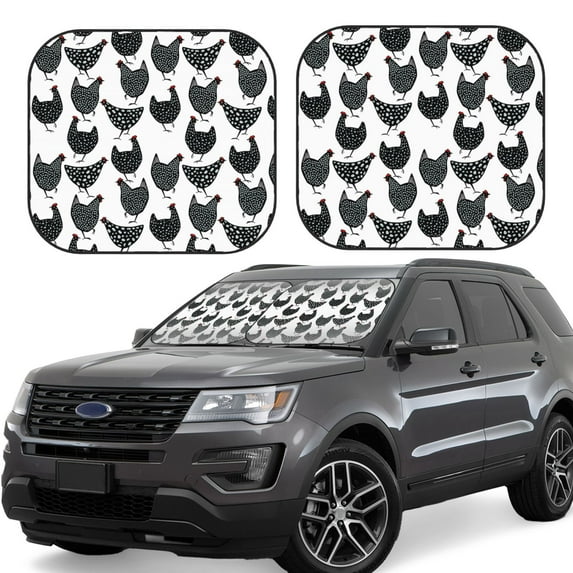 Daiia Retro Rooster 2PCS Car Windshield Sun Shade, Foldable Sun Shield for Car Front Window, Auto Sun Blocker Visor Protector Universal for Truck SUV Pickup-Large