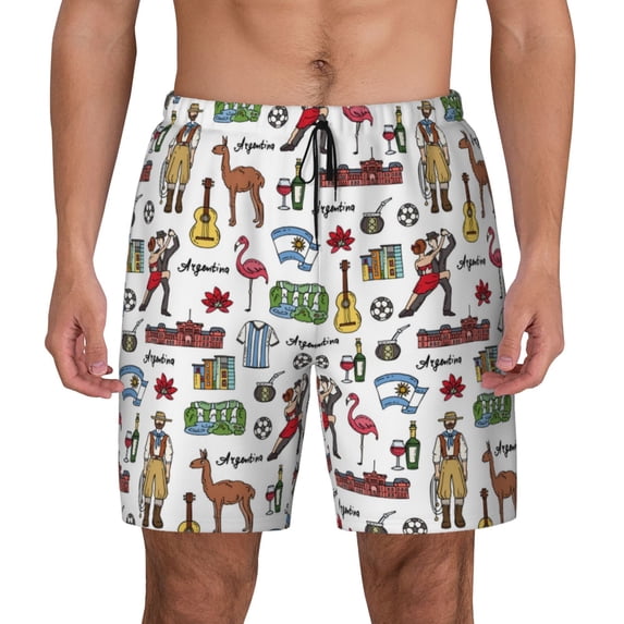 Daiia Retro Style Mens Swim Trunks Swim Shorts Quick Dry Swim Shorts with Mesh Lining Pockets-3X-Large