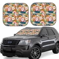 thumbnail image 1 of Daiia Retro Summer Stamp 2PCS Car Windshield Sun Shade, Foldable Sun Shield for Car Front Window, Auto Sun Blocker Visor Protector Universal for Truck SUV Pickup-Small, 1 of 7