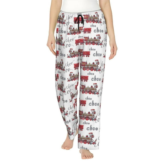 Daiia Retro Train Women's Sleep Pant with Pockets and Drawstring,Pajama Pants-Large