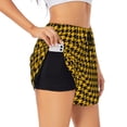 thumbnail image 1 of Daiia Retro Yellow and Black Houndstooth Pattern Women's 2 in 1 Running Shorts - Lightweight Athletic Workout Gym Yoga Shorts Liner with Phone Pockets-Large, 1 of 7