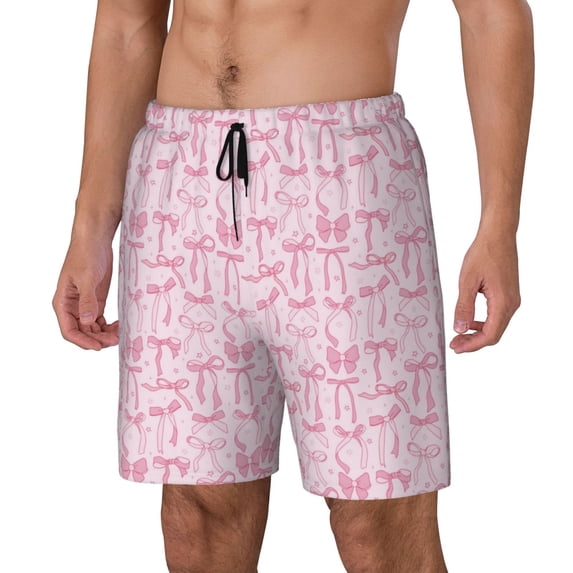 Daiia Ribbon Bow Mens Swim Trunks Swim Shorts Quick Dry Swim Shorts with Mesh Lining Pockets-Small