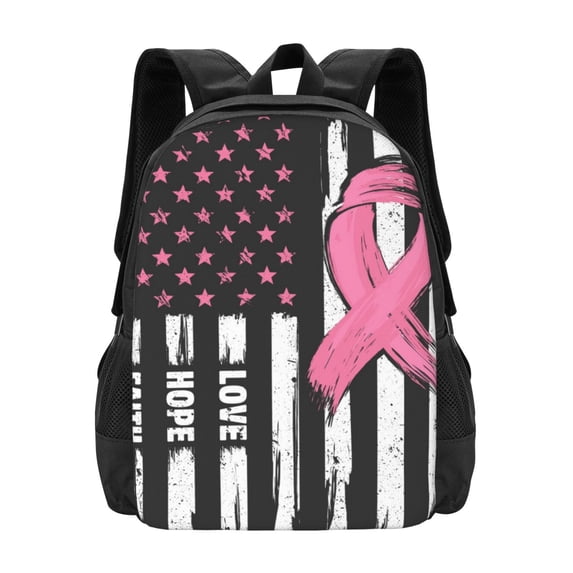 Daiia Ribbon Breast Cancer Awareness Backpack for Men and Women -Durable Backpack Large Capacity, Water-Resistant Bag with Adjustable Straps and Laptop Compartment