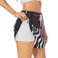 thumbnail image 1 of Daiia Ribbon Breast Cancer Awareness Pattern Women's 2 in 1 Running Shorts - Lightweight Athletic Workout Gym Yoga Shorts Liner with Phone Pockets-X-Large, 1 of 7