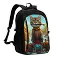 thumbnail image 1 of Daiia Riverside Meditating Cat Pattern USB Charging Backpack for Men and Women, Anti-Theft Backpack,Travel Backpack,School Backpack,College Backpack,Laptop Backpack, 1 of 7